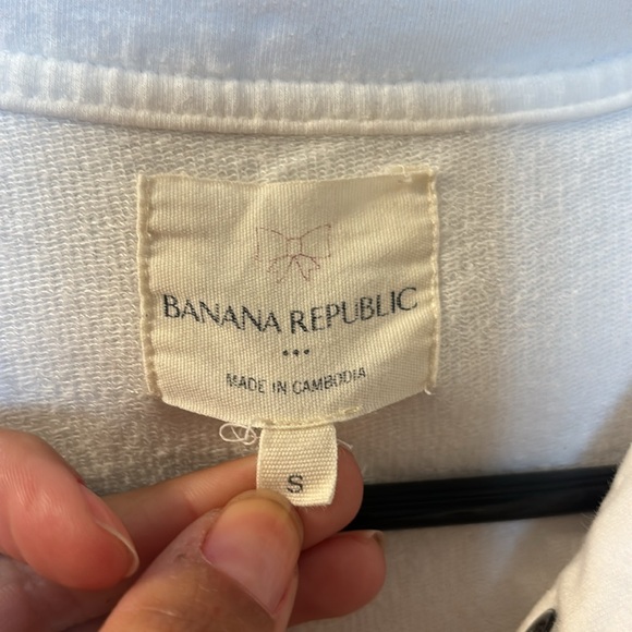 Banana Republic white quarter button down sweatshirt size small - Picture 3 of 7